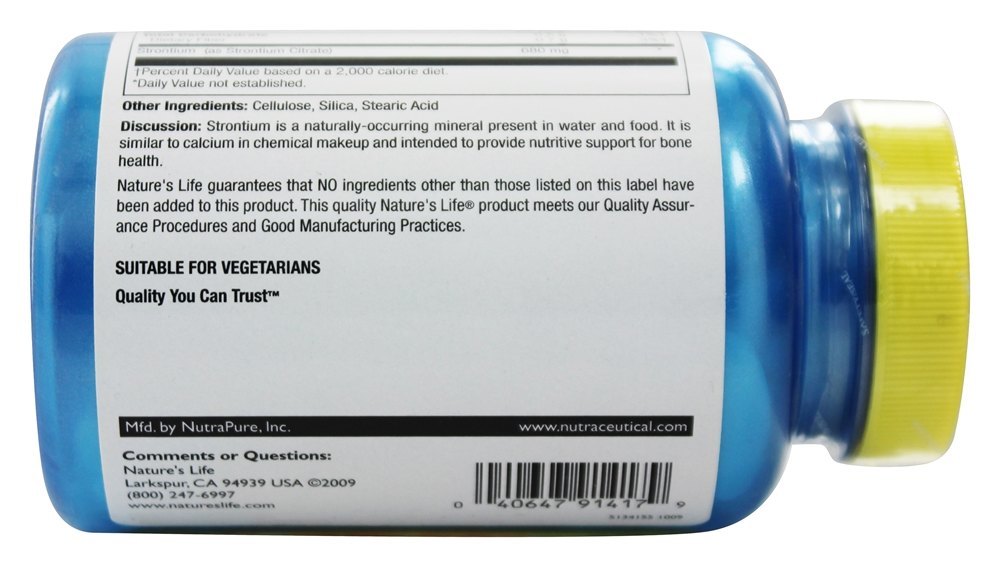 Estrôncio 680 mg. - 60 Tablets Nature's Life - Imagem 3