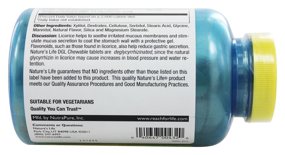 Alcaçuz DGL Mastigável - 100 Tablets Nature's Life - Imagem 3