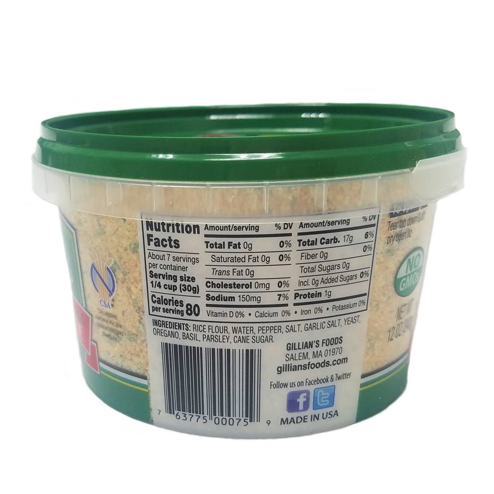 Migalhas de pão italiano sem glúten - 12 oz. Gillian's Foods - Imagem 2