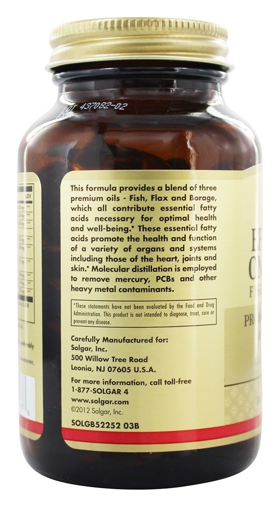 EFA Omega 3-6-9 1300 mg. - 60 Softgels Solgar - Imagem 4