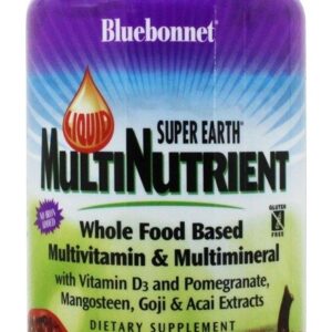 Líquido Super Terra Multinutrient Fórmula Não Ferro Adicionado Natural Tropical Fruto Sabor - 32 fl. oz. Bluebonnet Nutrition