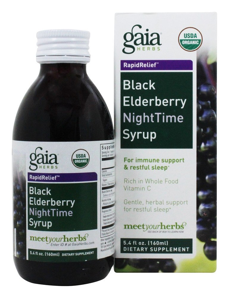 Ajuda Rápida Imune Suporte Black Sabugueiro NightTime Xarope - 5.4 fl. oz. Gaia Herbs