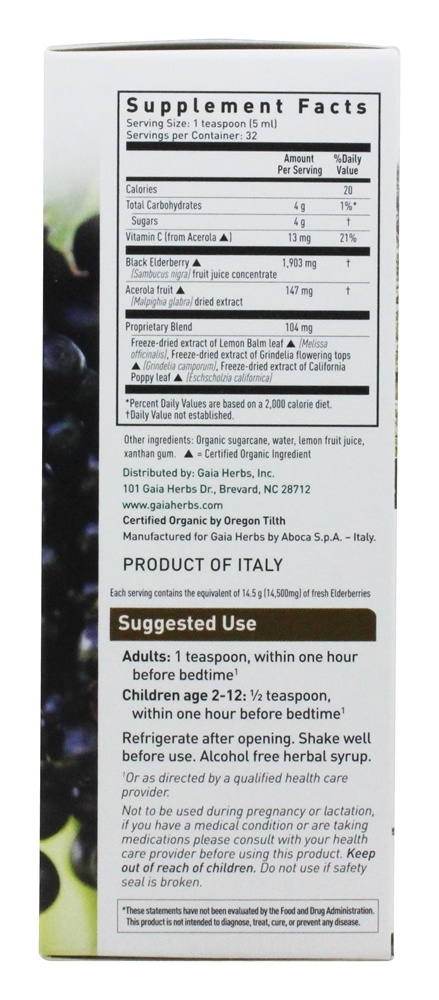 Ajuda Rápida Imune Suporte Black Sabugueiro NightTime Xarope - 5.4 fl. oz. Gaia Herbs - Imagem 2