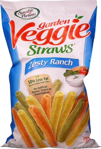 Sensible Portions Garden Veggie Straws Sabor Zesty Ranch Sem Glúten 454g