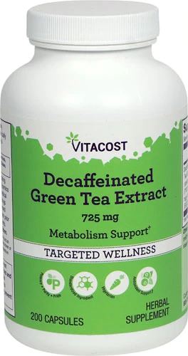 Extrato de Chá Verde Descafeinado Vitacost - 725mg - 200 Cápsulas
