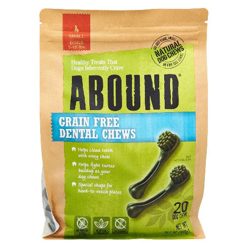 Abound Dental Chews Sem Grãos para Cães Pequenos 2,2-4,5kg - 20 Petiscos Dentais
