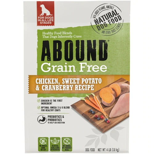 Ração Abound Grain Free Frango Batata Doce e Cranberry para Cães - 1.81kg