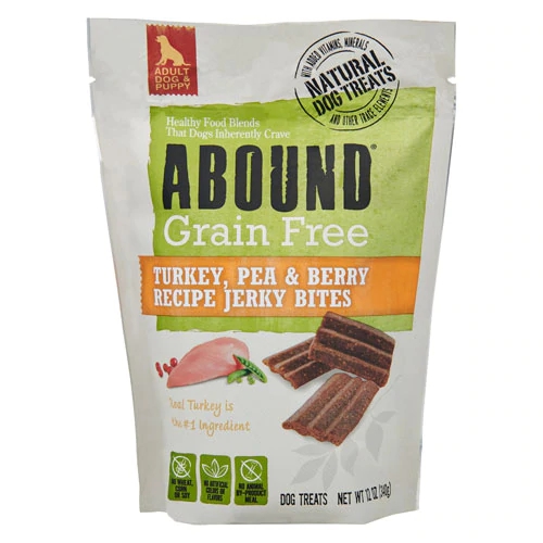 Abound Jerky Bites Petisco Cão Peru, Ervilha e Frutas Vermelhas - 340g