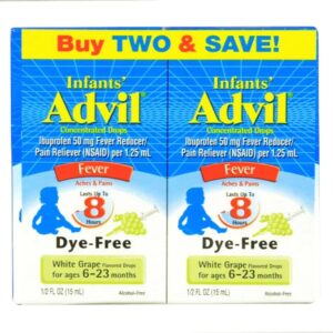 Advil Infant's Concentrated Drops Fever Dye-Free Twin Pack White Grape -- 2 Packs