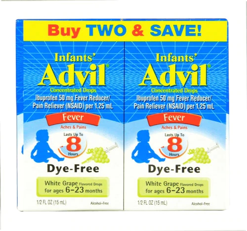 Advil Infant's Concentrated Drops Fever Dye-Free Twin Pack White Grape -- 2 Packs