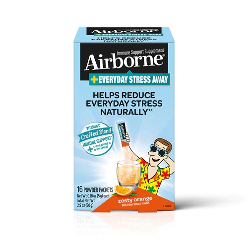 Airborne Plus Everyday Stress Away Laranja Cítrica - 16 Sachês em Pó