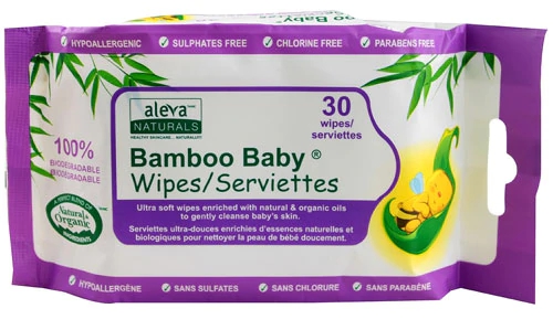 Lenços Umedecidos Aleva Naturals Bamboo Baby® - 30 Unidades - Hipoalergênicos e Biodegradáveis