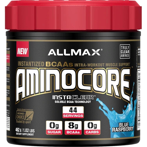 ALLMAX Nutrition Aminocore™ Blue Raspberry 463g - BCAAs Essenciais para Recuperação e Performance