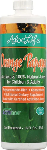 Suco Concentrado de Aloe Vera Folha Inteira Aloe Life Laranja e Mamão 473ml