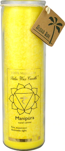 Vela de Cera de Palma Aloha Bay™ Manipura Amarela 180g - Aromaterapia e Bem-Estar