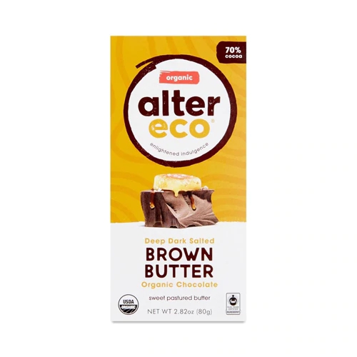 Chocolate Amargo Orgânico Alter Eco com Manteiga Salgada e Amanteigada 80g