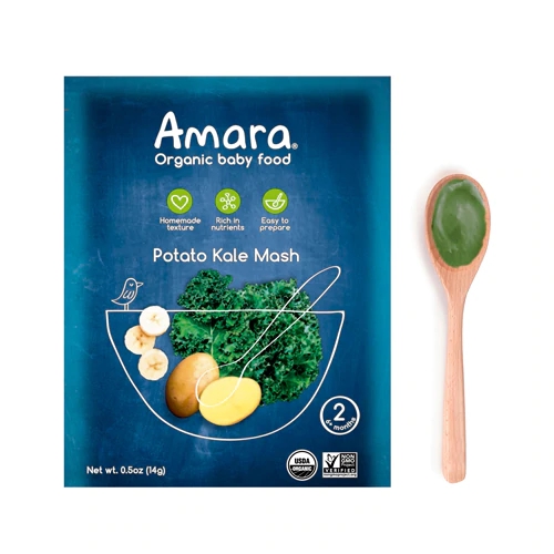 Amara Organic Baby Food Purê de Batata e Couve Orgânico - 7 Sachês (Aprox. 198g)