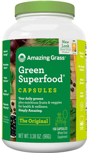Amazing Grass Green SuperFood 150 Cápsulas - Nutrição Verde Completa