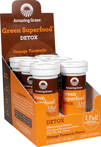 Amazing Grass Green Superfood Detox Laranja e Cúrcuma - 6 Tubos 30g Cada