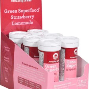 Amazing Grass Green Superfood® Hydrate Effervescent Greens Strawberry Lemonade -- 6 Tubes 10 Tablets Each