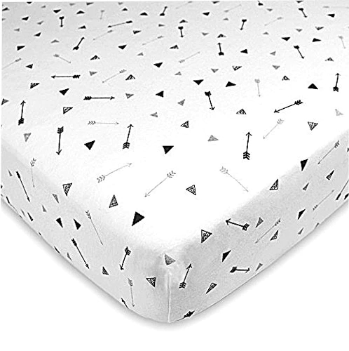 Lençol de Berço American Baby 100% Algodão Malha Jersey - Prata Preto Flecha - 1 Unidade (Aprox. 100x140cm)