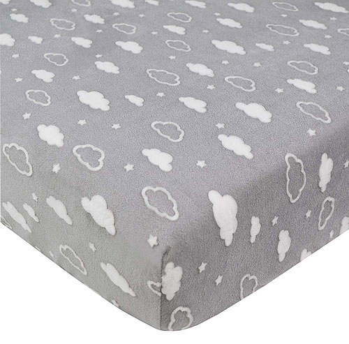 Lençol de Berço American Baby Nuvem 3D Cinza Macio Chenille - 1 Lençol