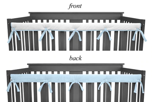 American Baby Heavenly Soft Chenille Reversible Narrow Long Crib Rail Cover - Blue/White -- 1 Pack