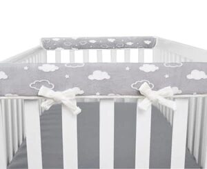 Protetor de Grade de Berço American Baby Chenille 2 Peças - Nuvem 3D Cinza
