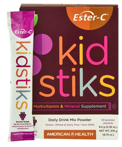 American Health Ester-C Kid Stiks Pó para Bebida Sabor Uva 30 Pacotes