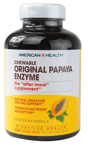American Health Original Papaya Enzyme Mastigável 600 Comprimidos - Suporte Digestivo Natural