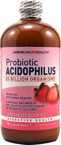 American Health Probiotic Acidophilus Natural Morango 473ml - Saúde Intestinal