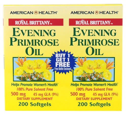 Óleo de Prímula Royal Brittany American Health 500mg - 400 Cápsulas Gelatinosas