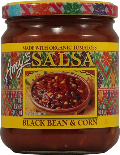 Salsa de Feijão Preto e Milho Amy's - 417g - Sabor Fresco e Saudável