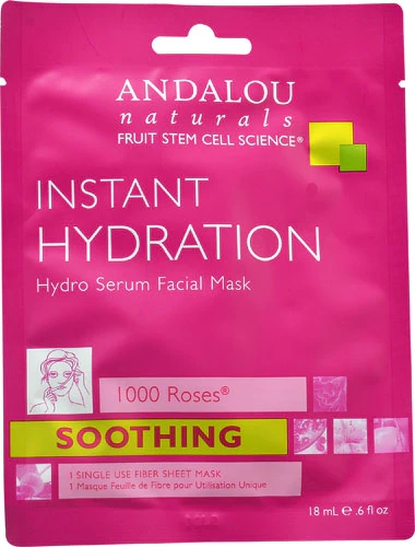 Andalou Naturals 1000 Roses® Hydro Serum Facial Sheet Mask -- 0.6 fl oz
