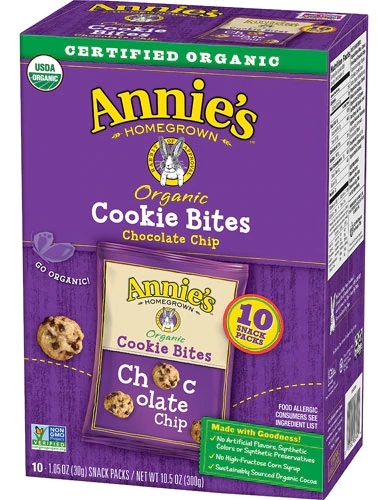 Annie's Homegrown Cookie Bites Chocolate Chip - 10 Pacotes de Deliciosos Biscuits de Chocolate