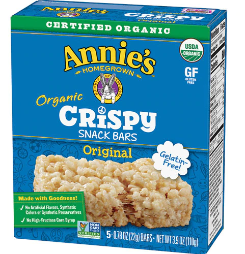 Annie's Homegrown Barras de Lanche Orgânicas Crocantes Original - 5 Unidades (Aprox. 125g)
