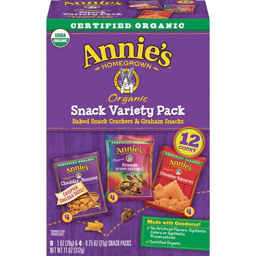 Annie's Homegrown Snack Pack Variedade Orgânico Certificado - Pacote com 12 Unidades