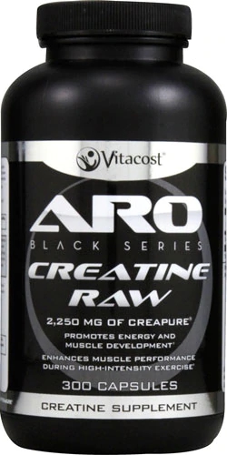 Creatina RAW ARO Vitacost Black Series 2250mg - 300 Cápsulas - Pureza Creapure®