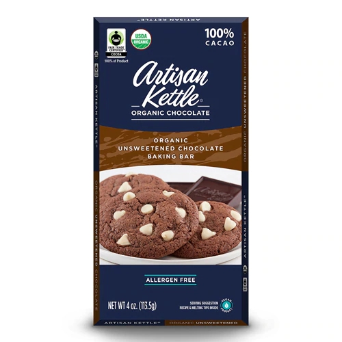 Barra de Chocolate Amargo Orgânico Artesanal Artisan Kettle Sem Açúcar 113g