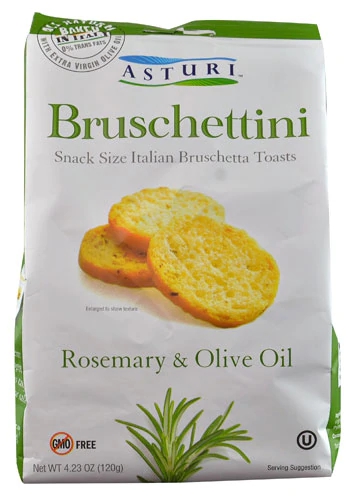 Asturi Bruschettini Alecrim e Azeite de Oliva - 120g | Snacks Crocantes Italianos