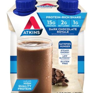 Atkins Advantage RTD Shake Chocolate Escuro Royale - 4 Shakes - 295ml Cada