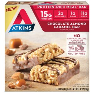 Comprar atkins meal bar chocolate almond caramel -- 5 bars preço no brasil diet products slim-fast suplementos em oferta top diets suplemento importado loja 41 online promoção -