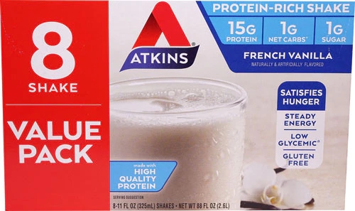 Atkins RTD Shake Baunilha Francesa - 8 Shakes Prontos para Beber