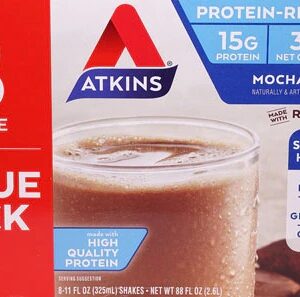 Atkins RTD Shake Mocha Latte: 8 Unidades Prontas para Beber - Low Carb
