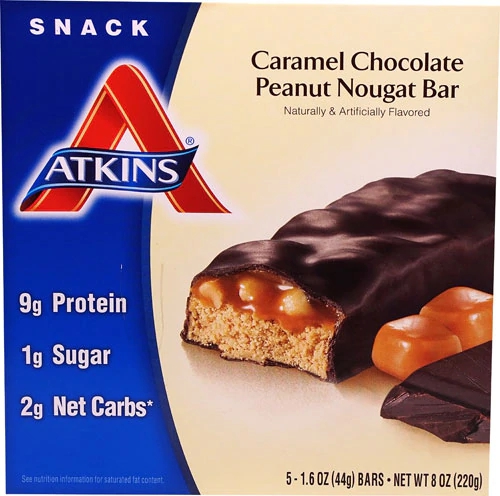 Barra de Snack Atkins Caramel Chocolate Peanut Nougat - 5 Barras (Aprox. 150g)