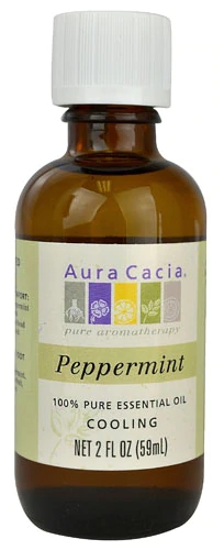 Óleo Essencial de Hortelã-Pimenta Aura Cacia 100% Puro - 59ml (2 fl oz) - Refrescância e Bem-Estar