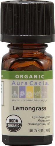 Óleo Essencial Orgânico de Capim-Limão Aura Cacia Puro para Aromaterapia - 7.4ml