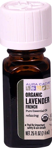 Óleo Essencial Orgânico Puro Lavanda Francesa Aura Cacia - 7.4ml (0.25 fl oz)