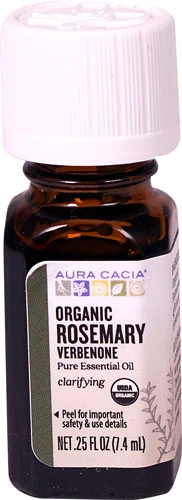 Óleo Essencial Orgânico Puro de Alecrim Verbenona Aura Cacia 7ml - Aroma e Bem-Estar