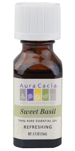 Óleo Essencial de Manjericão Doce Aura Cacia 100% Puro - 15ml - Ação Revigorante e Aromaterapêutica